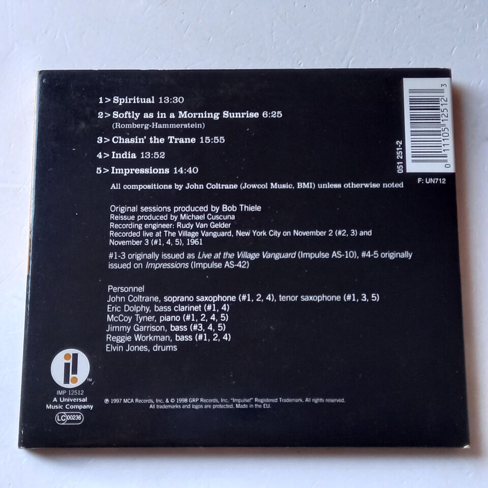 JOHN COLTRANE – LIVE AT THE VILLAGE VANGUARD / THE MASTER TAKES (1998) - CD DIGIPAK 2.EL