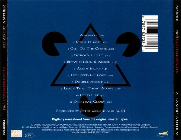 RUSH – COUNTERPARTS (1993) - CD REMASTERED 2004 REISSUE JEWEL CASE AMBALAJINDA SIFIR
