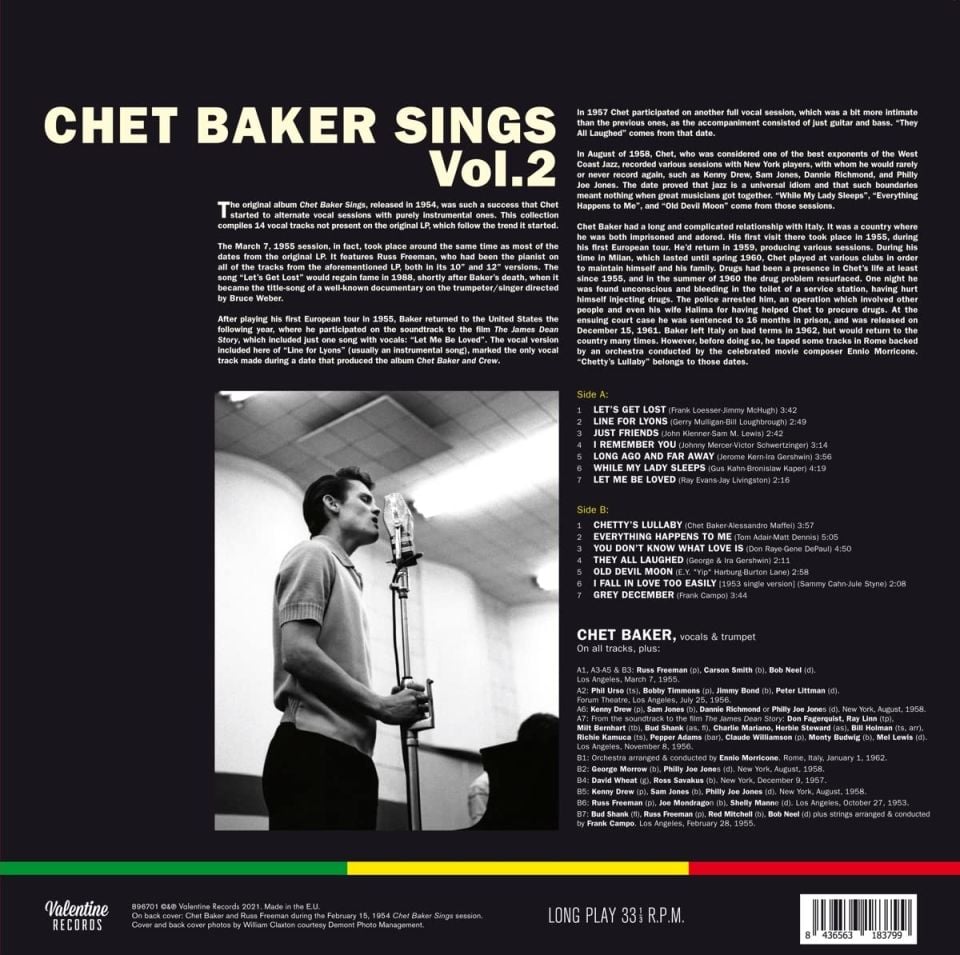 CHET BAKER - SINGS VOL 2 (2021) - LP COMPILATION 180GR SIFIR PLAK