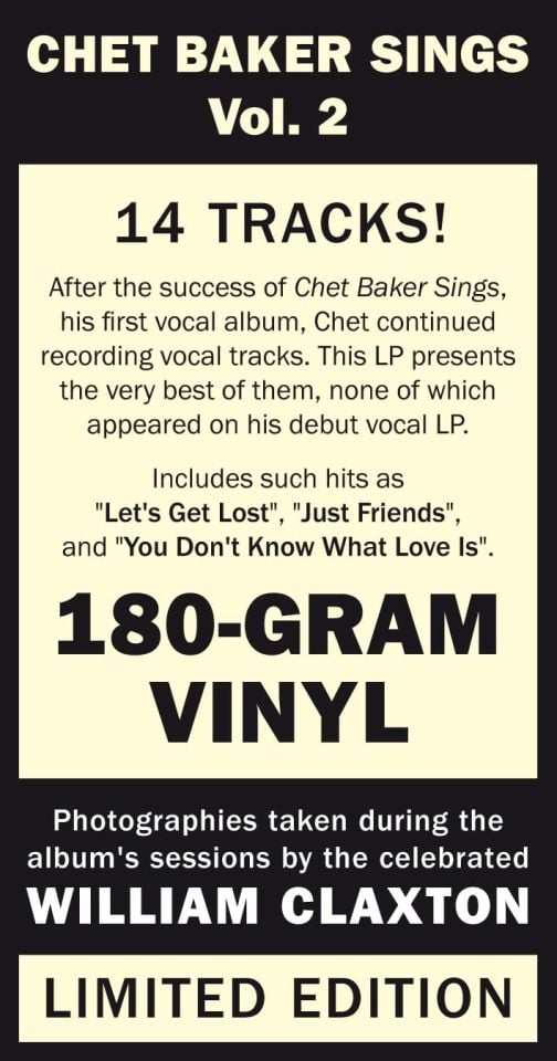 CHET BAKER - SINGS VOL 2 (2021) - LP COMPILATION 180GR SIFIR PLAK