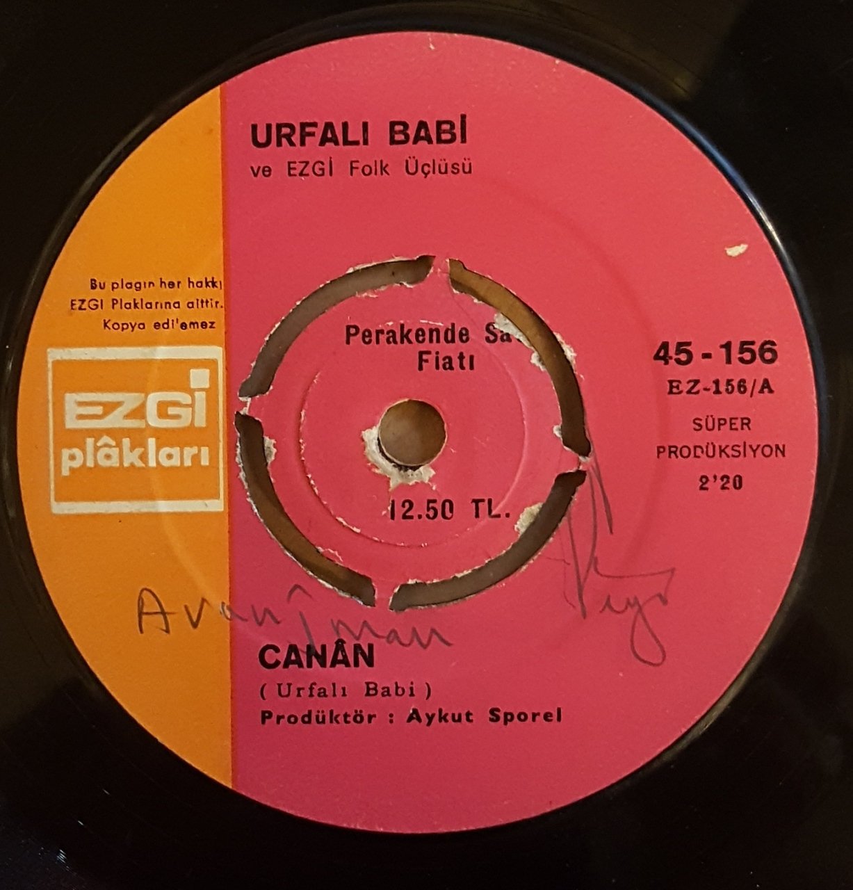 URFALI BABİ - CANAN / GENÇ OSMAN - 7'' 45 DEVİR KAPAKSIZ EZGİ PLAKLARI 2.EL