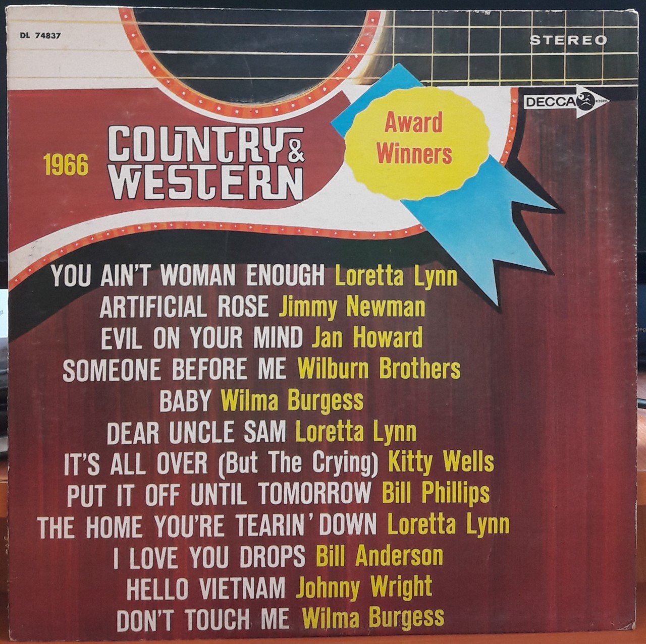1966 COUNTRY & WESTERN AWARD WINNERS - PLAK 2.EL