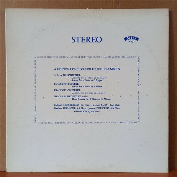 A FRENCH CONCERT FOR FLUTE ENSEMBLES / HELMUT RIESSBERGER, GERNOT KURY, HERBERT REZNICEK, JOHANN FUTSCHIK, GERHARD PERZ (1965) - LP 2.EL PLAK