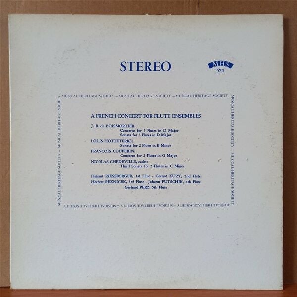 A FRENCH CONCERT FOR FLUTE ENSEMBLES / HELMUT RIESSBERGER, GERNOT KURY, HERBERT REZNICEK, JOHANN FUTSCHIK, GERHARD PERZ (1965) - LP 2.EL PLAK