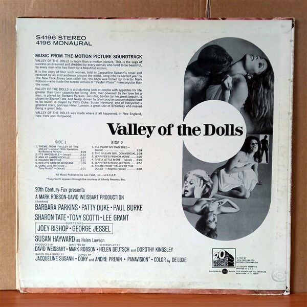 VALLEY OF THE DOLLS [MUSIC FROM THE MOTION PICTURE SOUNDTRACK] / JOHNNY WILLIAMS, SONGS BY DORY AND ANDRE PREVIN (1967) - LP 2.EL PLAK