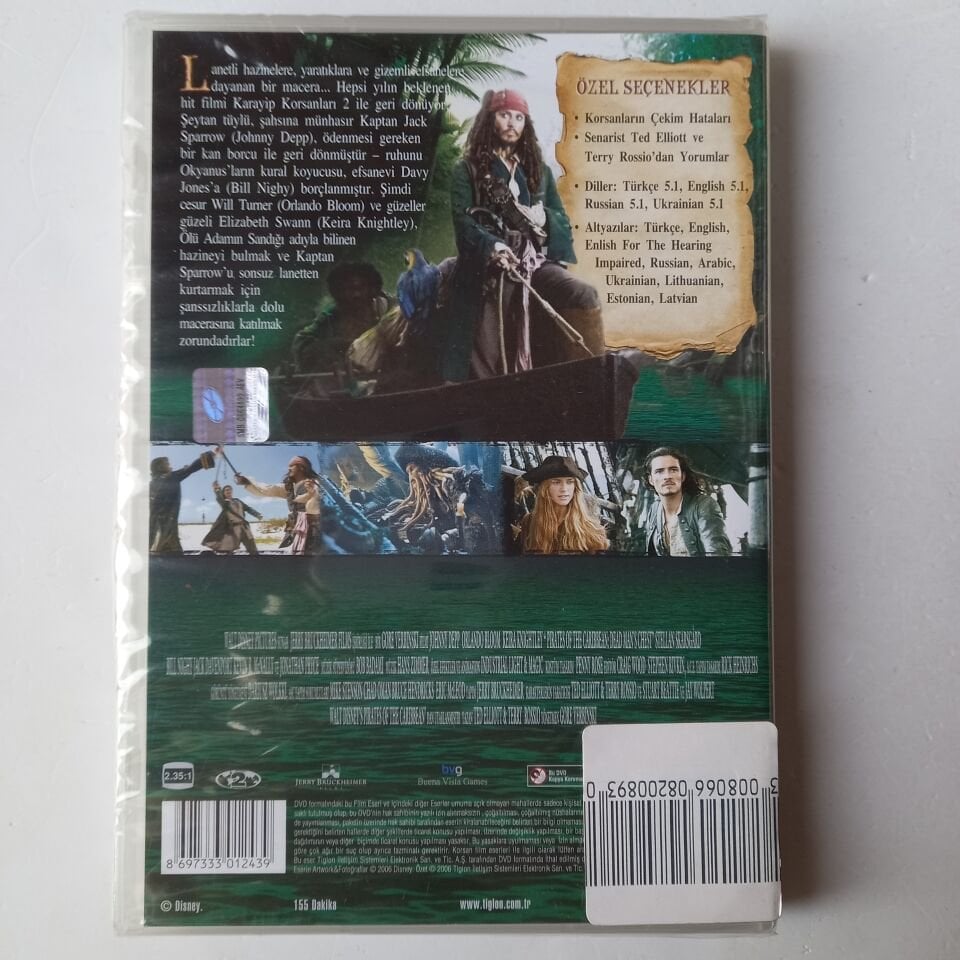 KARAYIP KORSANLARI ÖLÜ ADAMIN SANDIĞI - PIRATES OF THE CARIBBEAN DEAD MAN'S CHEST - JOHNNY DEPP - DVD AMBALAJINDA SIFIR