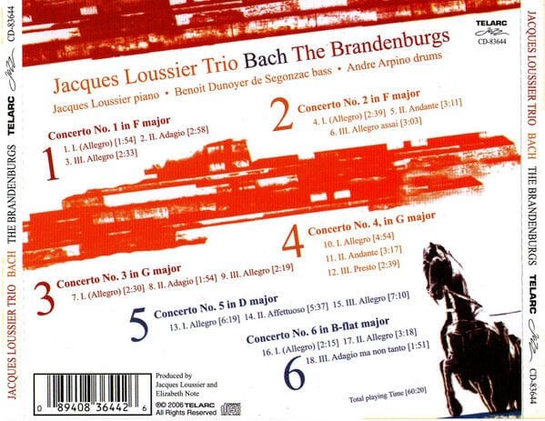 JACQUES LOUSSIER TRIO – BACH / THE BRANDENBURGS (2006) - CD JEWEL CASE AMBALAJINDA SIFIR