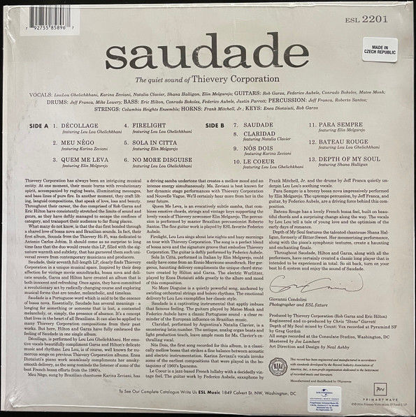 THIEVERY CORPORATION – SAUDADE (2014) - LP 2024 10TH ANNIVERSARY EDITION SIFIR PLAK