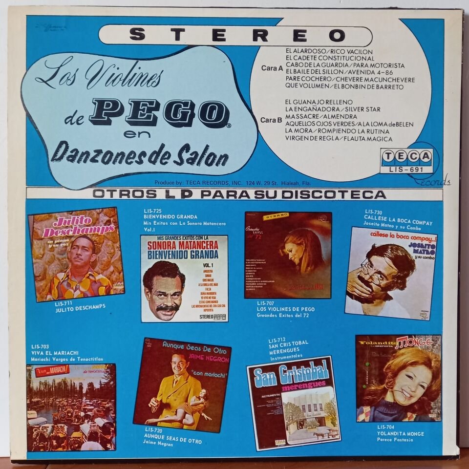 LOS VIOLINES DE PEGO – DANZONES DE SALON - LP 2.EL PLAK