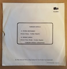 YURDAER DOĞULU - ELVEDA MEYHANECİ / ŞEHNAZ LONGA - 7'' 45 DEVİR KAPAKLI MELODİ PLAK 2.EL