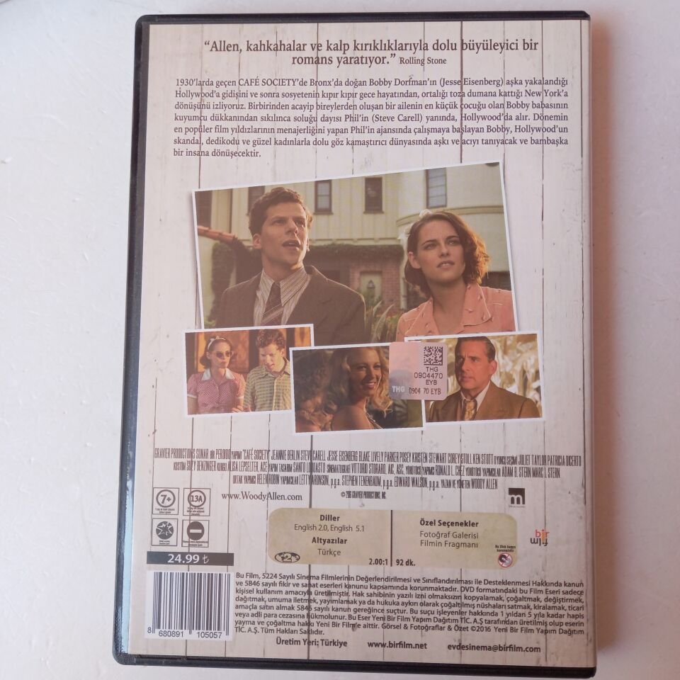 CAFE SOCIETY - WOODY ALLEN, KRISTEN STEWART, JESSE EISENBERG - DVD 2.EL