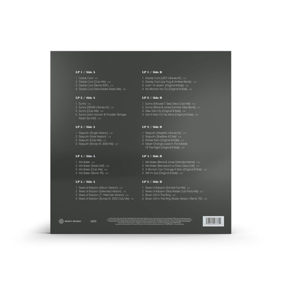 BONEY M - THE HITS: THE MIXES EP COLLECTION VOL 1 (2025) - 5 x 12\'\' 33RPM MAXI SINGLES BOX SET COLOURED VINYL SIFIR PLAK