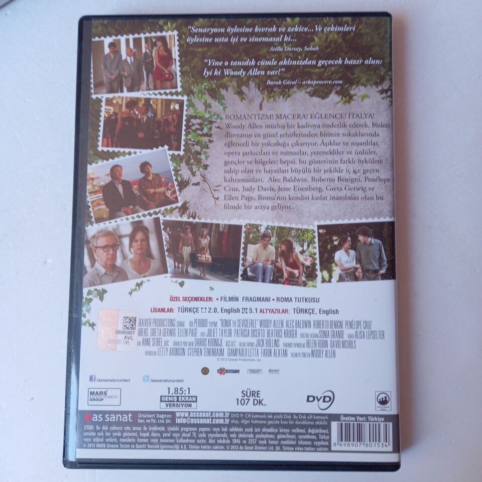 ROMA'YA SEVGİLERLE / TO ROME WITH LOVE - WOODY ALLEN, PENELOPE CRUZ, ALEC BALDWIN - DVD 2.EL