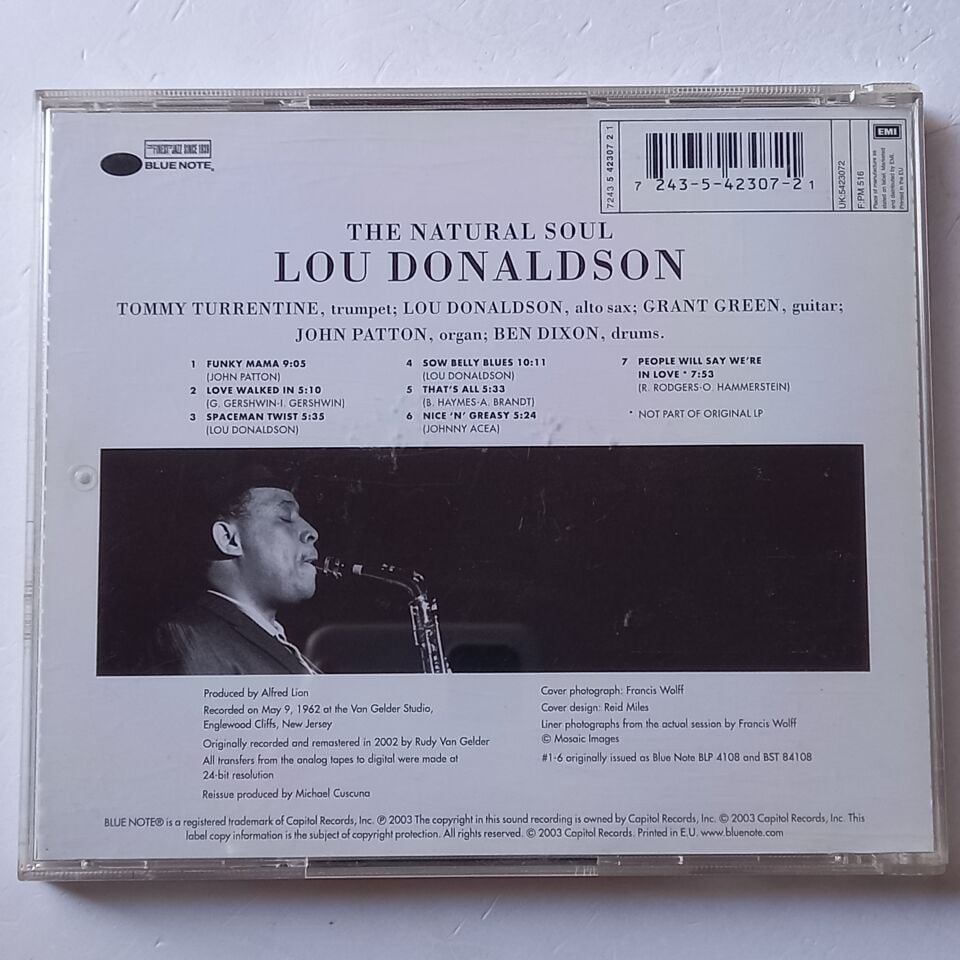 LOU DONALDSON – THE NATURAL SOUL (1963) - CD 2003 REMASTERED REISSUE 2.EL