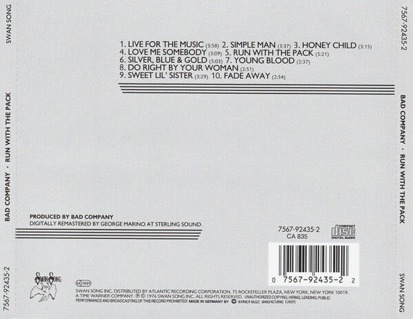 BAD COMPANY ‎– RUN WITH THE PACK (1976) - CD AMBALAJINDA SIFIR