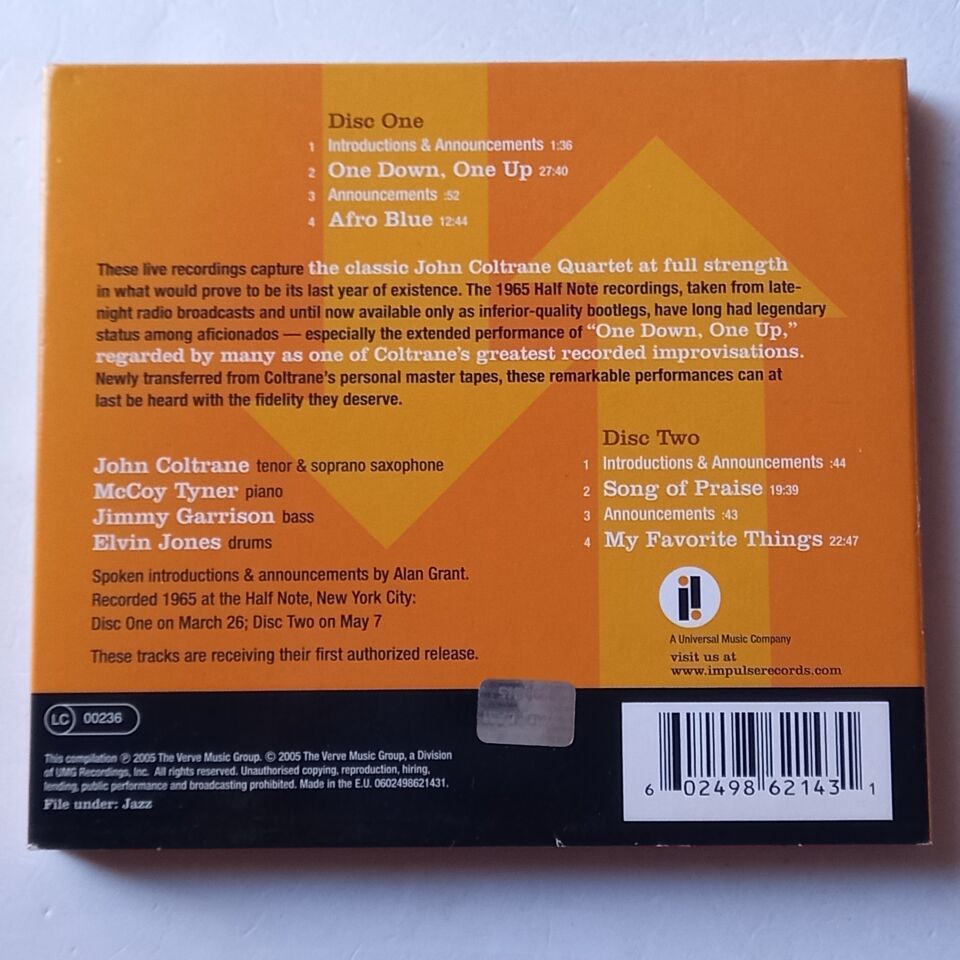 JOHN COLTRANE – ONE DOWN, ONE UP / LIVE AT THE HALF NOTE (2005) - 2CD DIGIPAK 2.EL
