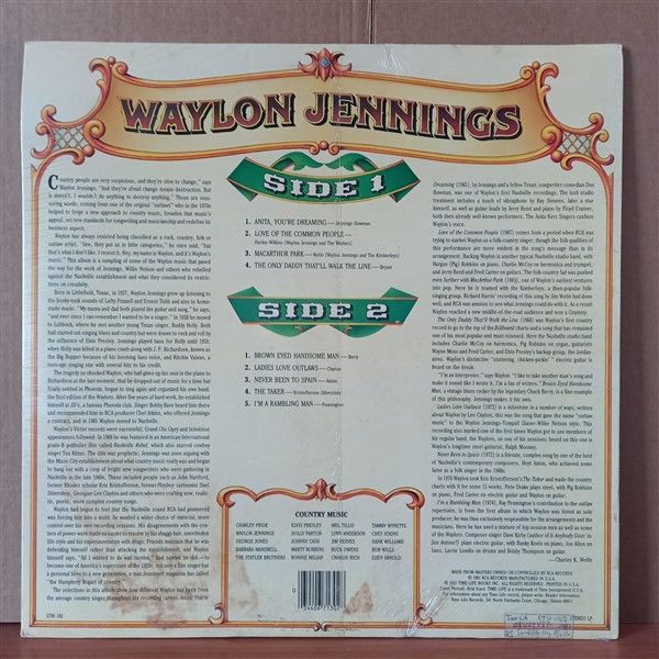 WAYLON JENNINGS – COUNTRY MUSIC (1981) - LP DÖNEM BASKISI SIFIR PLAK