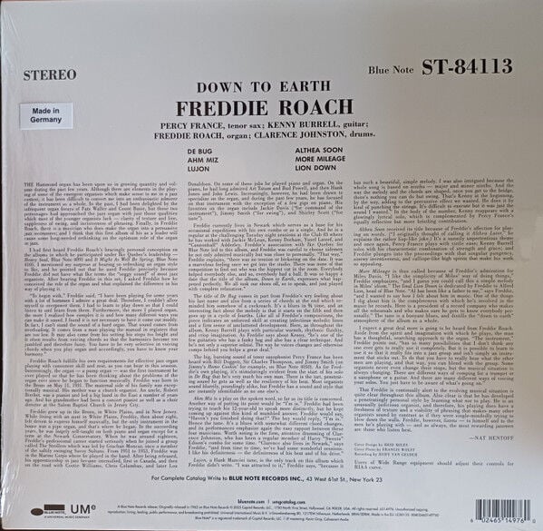 FREDDIE ROACH – DOWN TO EARTH (1962) - LP 2025 REISSUE 180GR SIFIR PLAK