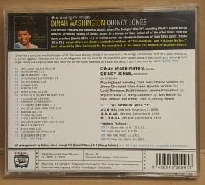 DINAH WASHINGTON & QUINCY JONES - THE SWINGIN' MISS D (1957) - CD 2009 EDITION 2.EL