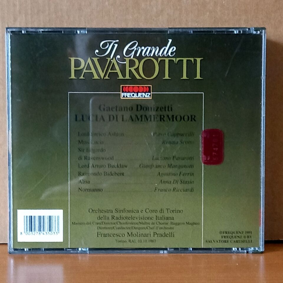 LUCIANO PAVAROTTI / DONIZETTI: LUCIA DI LAMMERMOOR / RENATA SCOTTO, PIERO CAPPUCCILLI, FRANCESCO MOLINARI-PRADELLI (1991) - 2CD 2.EL