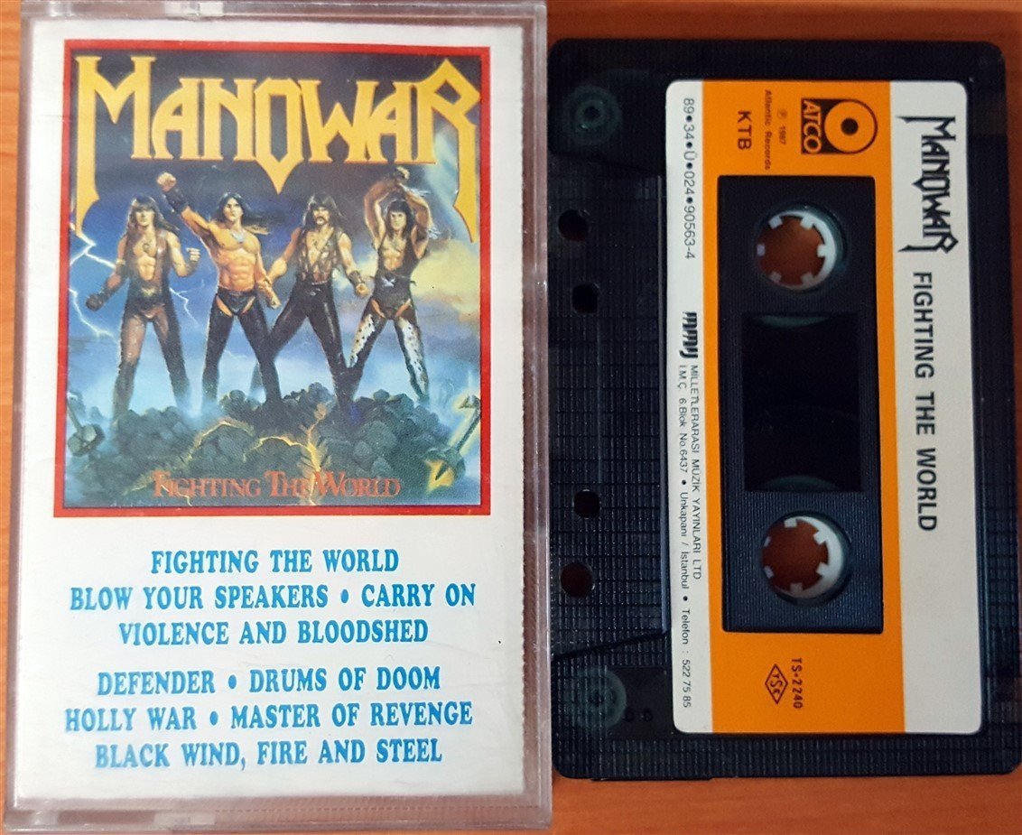 MANOWAR - FIGHTING THE WORLD (1989) MMY CASSETTE MADE IN TURKEY ''USED''