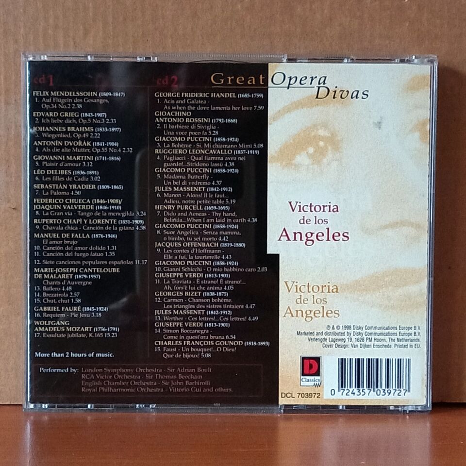 VICTORIA DE LOS ANGELES – BRAHMS • MENDELSSOHN • MARTINI • ROSSINI • PUCCINI / GREAT OPERA DIVAS (1998) - 2CD 2.EL