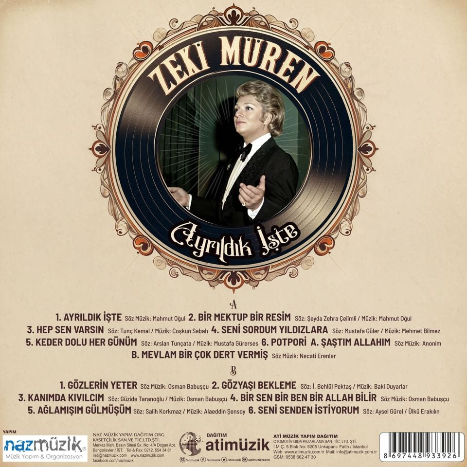 ZEKİ MÜREN - AYRILDIK İŞTE (1989) - LP 2025 BASIM SIFIR PLAK