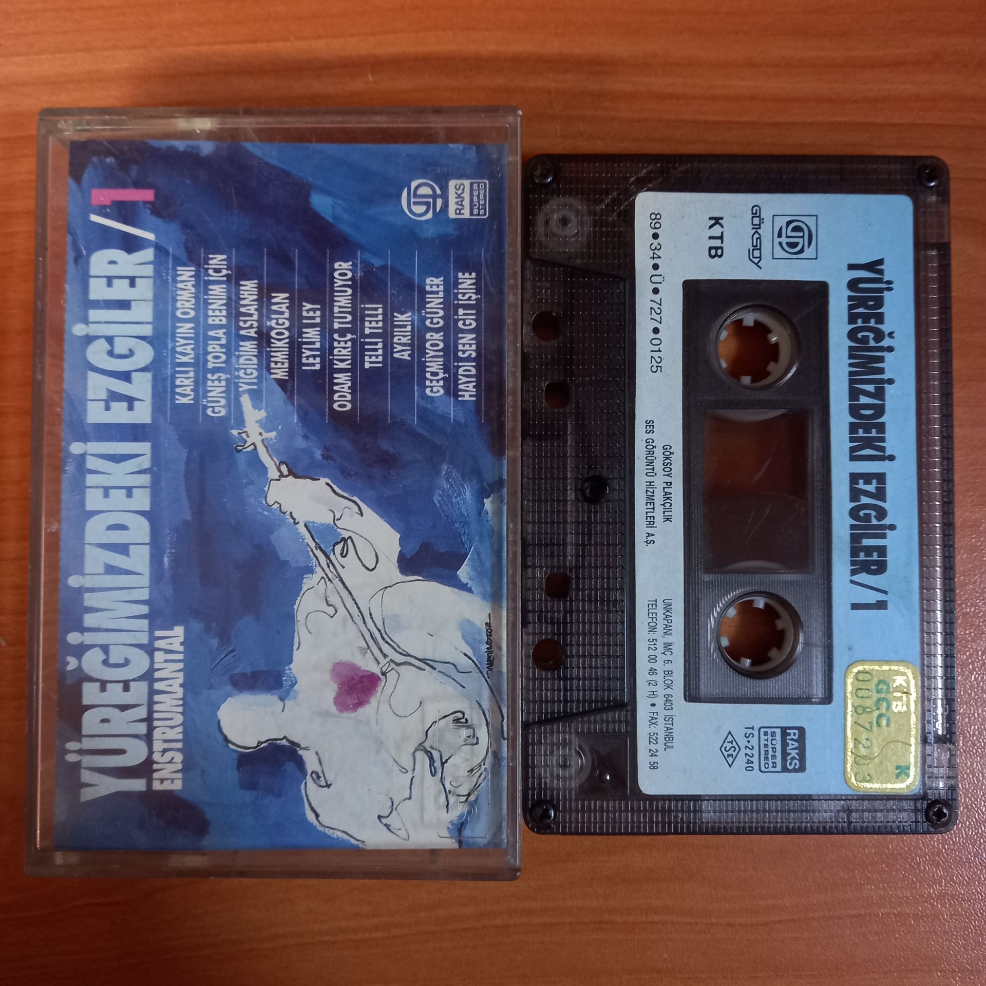 YÜREĞİMİZDEKİ EZGİLER 1 / ENSTRUMANTAL (1989) - KASET 2.EL