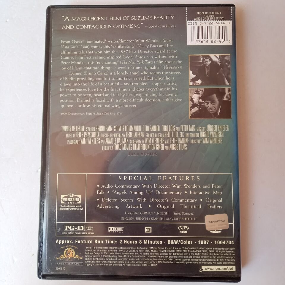 WINGS OF DESIRE / SPECIAL EDITION - WIM WENDERS - DVD 2.EL