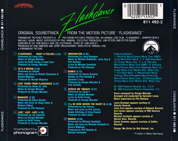 FLASHDANCE / ORIGINAL SOUNDTRACK FROM THE MOTION PICTURE (1983) - CD AMBALAJINDA SIFIR