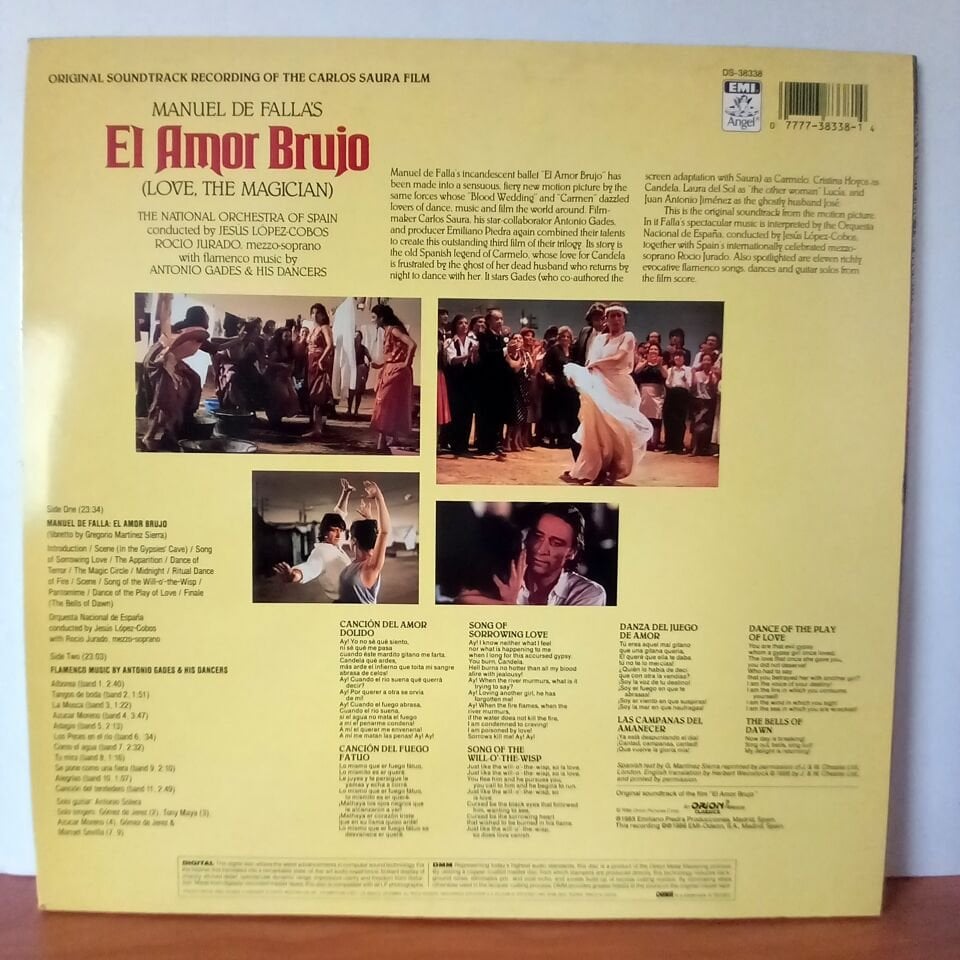 MANUEL DE FALLA: EL AMOR BRUJO (LOVE, THE MAGICIAN) / THE NATIONAL ORCHESTRA OF SPAIN CONDUCTED BY JESUS LOPEZ-COBOS , ROCIO JURADO, ANTONIO GADES & HIS DANCERS (1985) - LP 2.EL PLAK