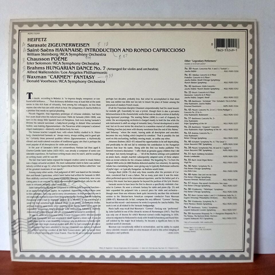 HEIFETZ – VIOLIN SHOWPIECES (1984) - LP 2.EL PLAK
