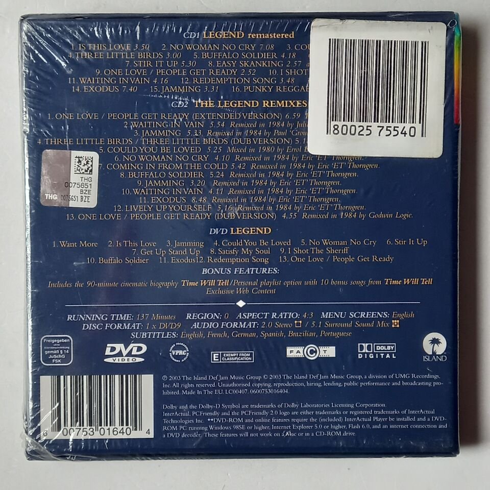 BOB MARLEY AND THE WAILERS – LEGEND / THE BEST OF BOB MARLEY AND THE WAILERS (1984) - 2CD + DVD REMASTERED 2003 REISSUE AMBALAJINDA SIFIR