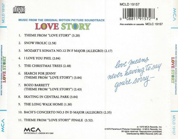 LOVE STORY / MUSIC FROM THE ORIGINAL SOUNDTRACK (1970) - CD REISSUE AMBALAJINDA SIFIR