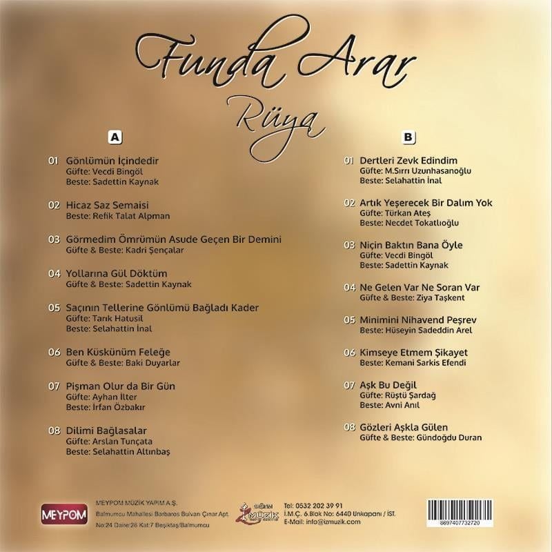 FUNDA ARAR - RÜYA (2008) - LP 2024 BASIM RENKLİ SIFIR PLAK