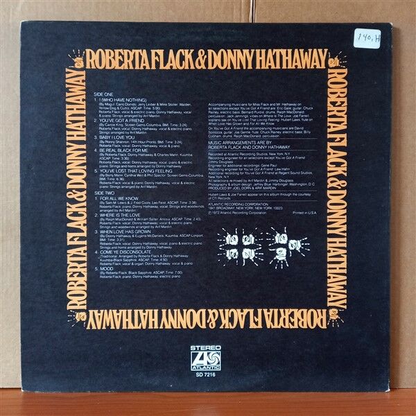ROBERTA FLACK & DONNY HATHAWAY – ROBERTA FLACK & DONNY HATHAWAY (1972) - LP 2.EL PLAK