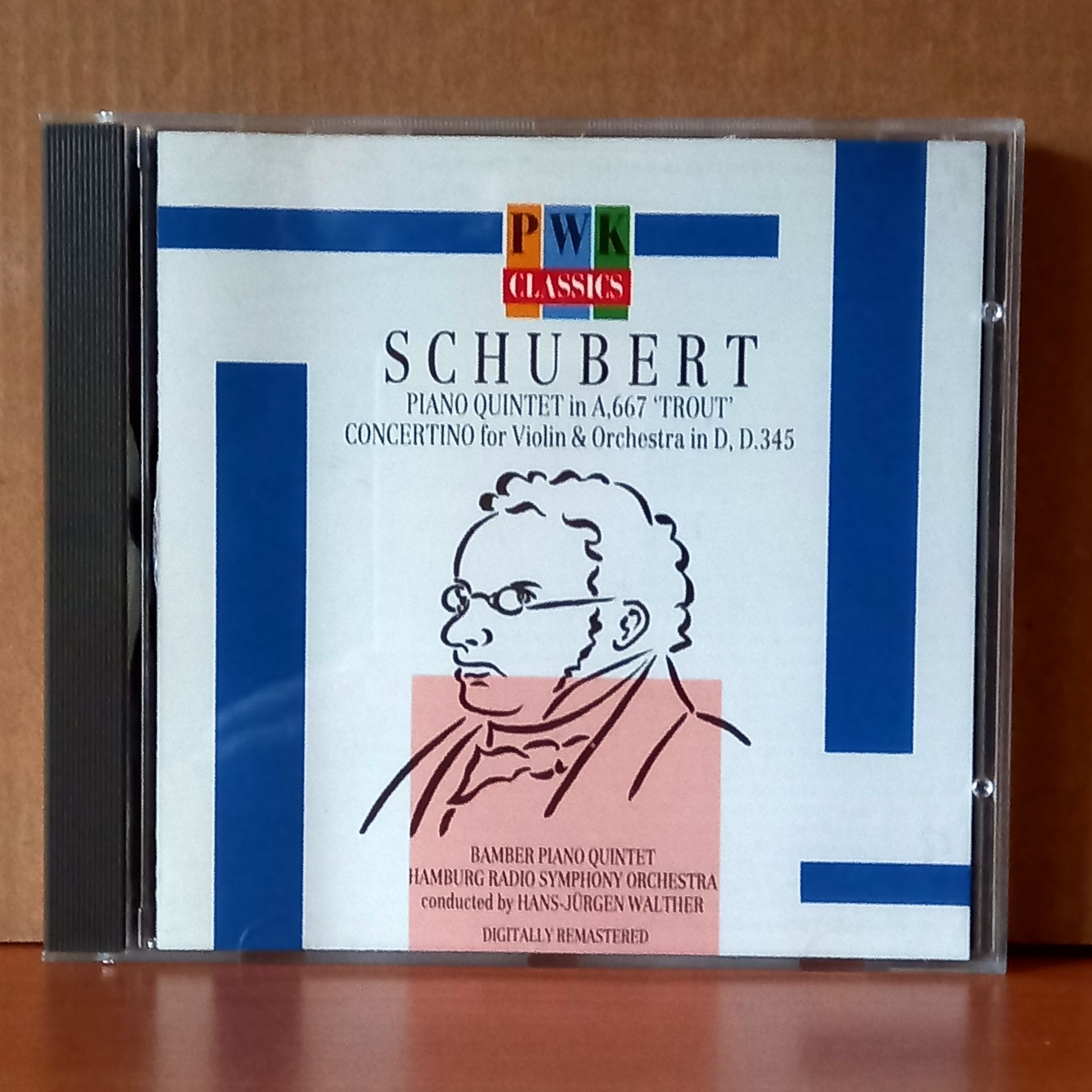 SCHUBERT: PIANO QUINTET IN A, D. 667 ''TROUT'' - CONCERTINO FOR VIOLIN & ORCHESTRA IN D, D.345 / BAMBER PIANO QUINTET, HAMBURG RADIO SYMPHONY ORCHESTRA, HANS-JÜRGEN WALTHER (1988) - CD 2.EL