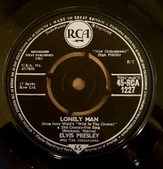 ELVIS PRESLEY - LONELY MAN / SURRENDER  - 7'' 45 DEVİR 2.EL PLAK