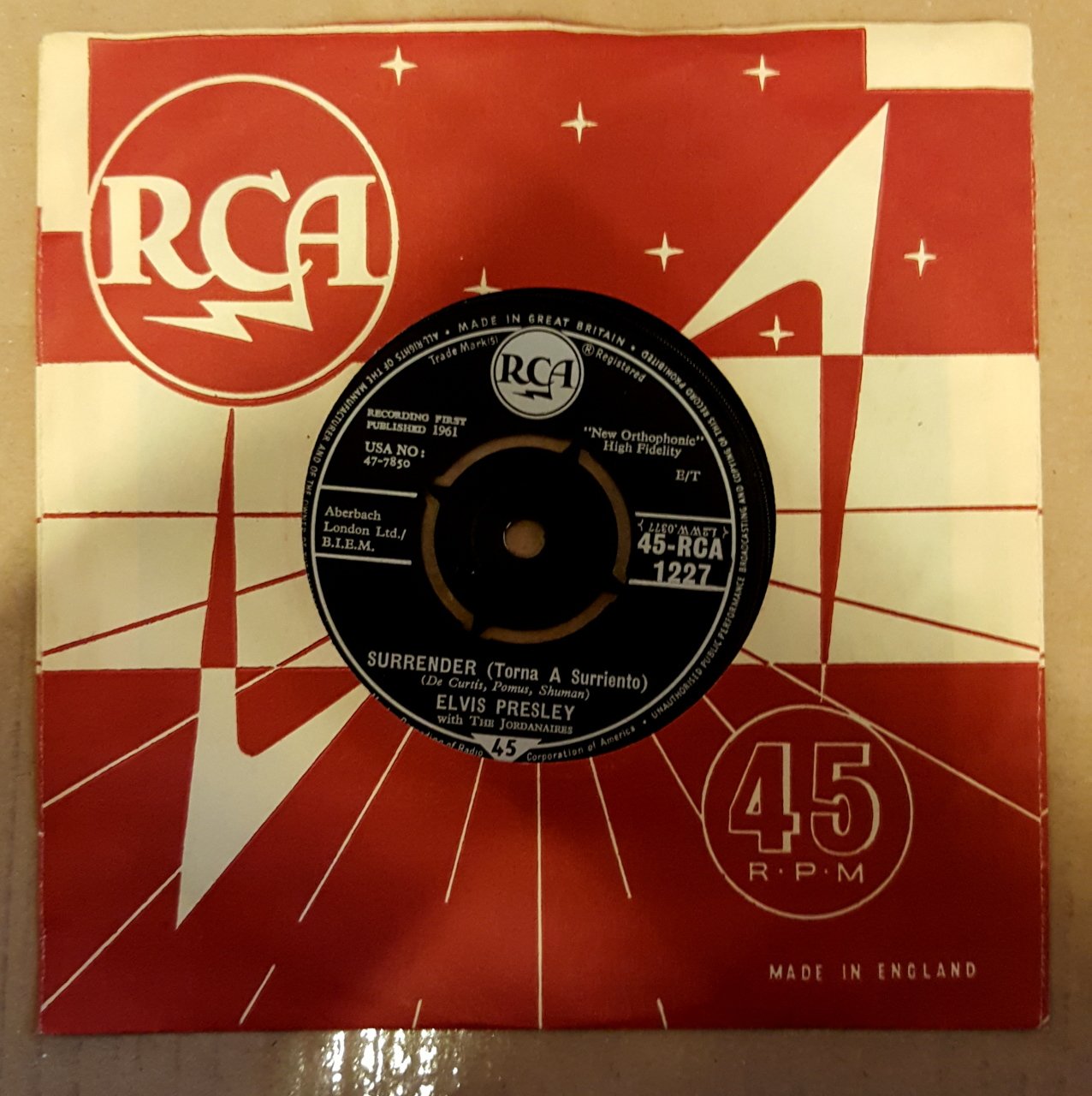 ELVIS PRESLEY - LONELY MAN / SURRENDER  - 7'' 45 DEVİR 2.EL PLAK