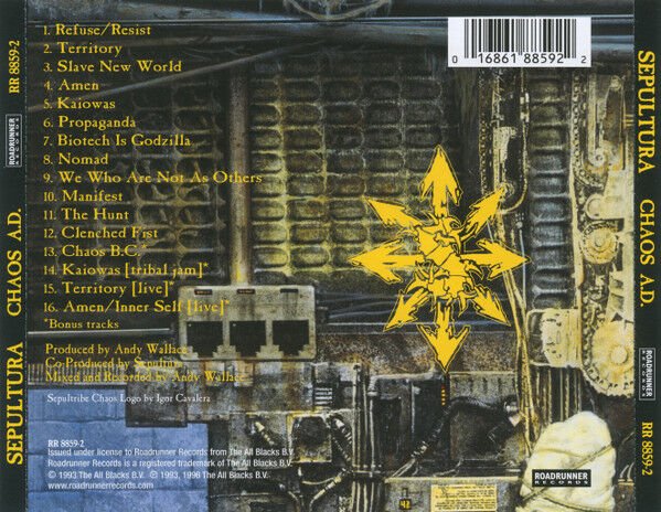 SEPULTURA - CHAOS A.D. (1993) - CD REISSUE JEWEL CASE AMBALAJINDA SIFIR