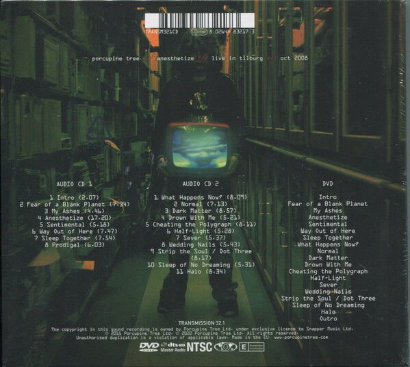PORCUPINE TREE – ANESTHETIZE / LIVE IN TILBURG - OCT 2008 (2015) - 2CD+DVD 2022 REISSUE DIGIPAK AMBALAJINDA SIFIR