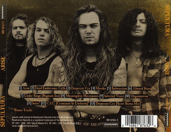 SEPULTURA - ARISE (1991) - CD REISSUE JEWEL CASE AMBALAJINDA SIFIR
