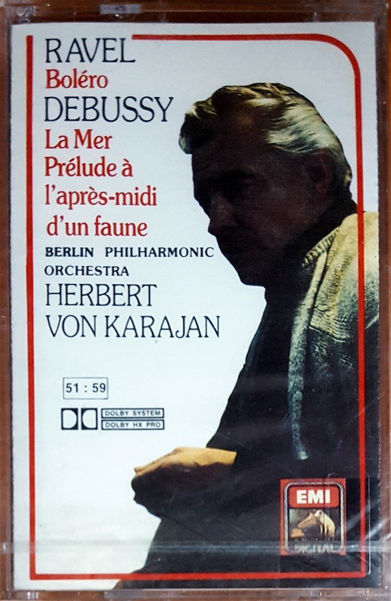 RAVEL: BOLERO / DEBUSSY: LA MER PRELUDE A L'APRES-MIDI D'UN FAUNE / BERLIN PHILHARMONIC ORCHESTRA, HERBERT VON KARAJAN (1989) KENT KASET SIFIR