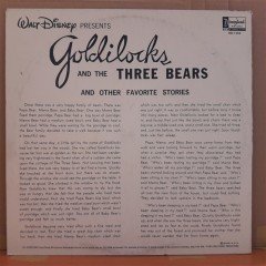 GOLDILOCK AND THE THREE BEARS (1963) - WALT DISNEY - LP PLAK 2.EL