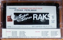 PAGANINI: 24 CAPRICES FOR SOLO VIOLIN / ITZHAK PERLMAN (1989) KENT KASET SIFIR