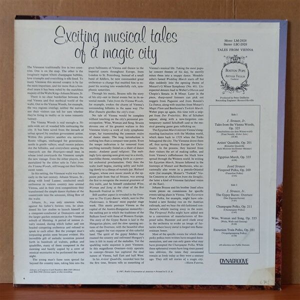 TALES FROM VIENNA / THE BOSTON POPS ORCHESTRA, ARTHUR FIEDLER (1967) - LP 2.EL PLAK