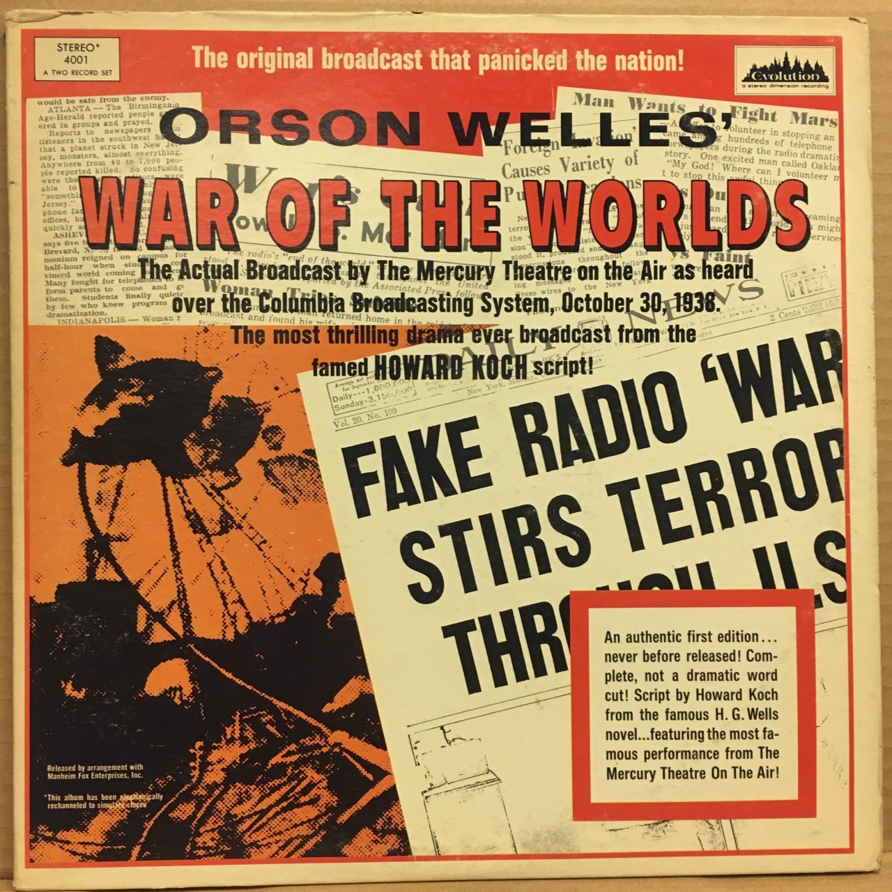 ORSON WELLES WAR OF THE WORLD RADIO BROADCAST (1968) 2.EL 2PLAK
