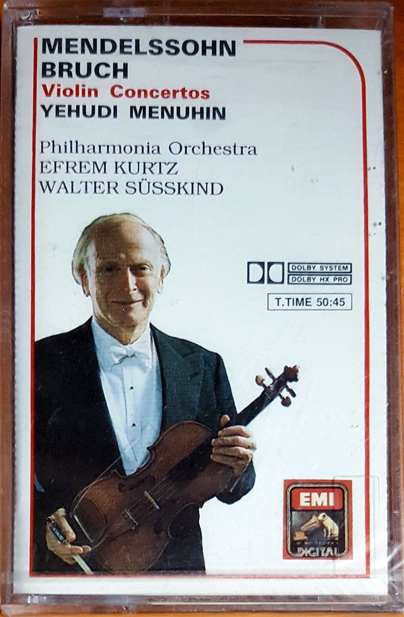 MENDELSSOHN & BRUCH - VIOLIN CONCERTOS / YEHUDI MENUHIN, PHILHARMONIA ORCHESTRA, EFREM KURTZ, WALTER SUSSKIND (1989) KENT KASET SIFIR
