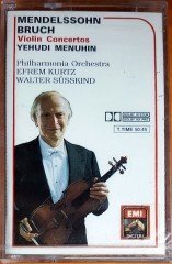 MENDELSSOHN & BRUCH - VIOLIN CONCERTOS / YEHUDI MENUHIN, PHILHARMONIA ORCHESTRA, EFREM KURTZ, WALTER SUSSKIND (1989) KENT KASET SIFIR