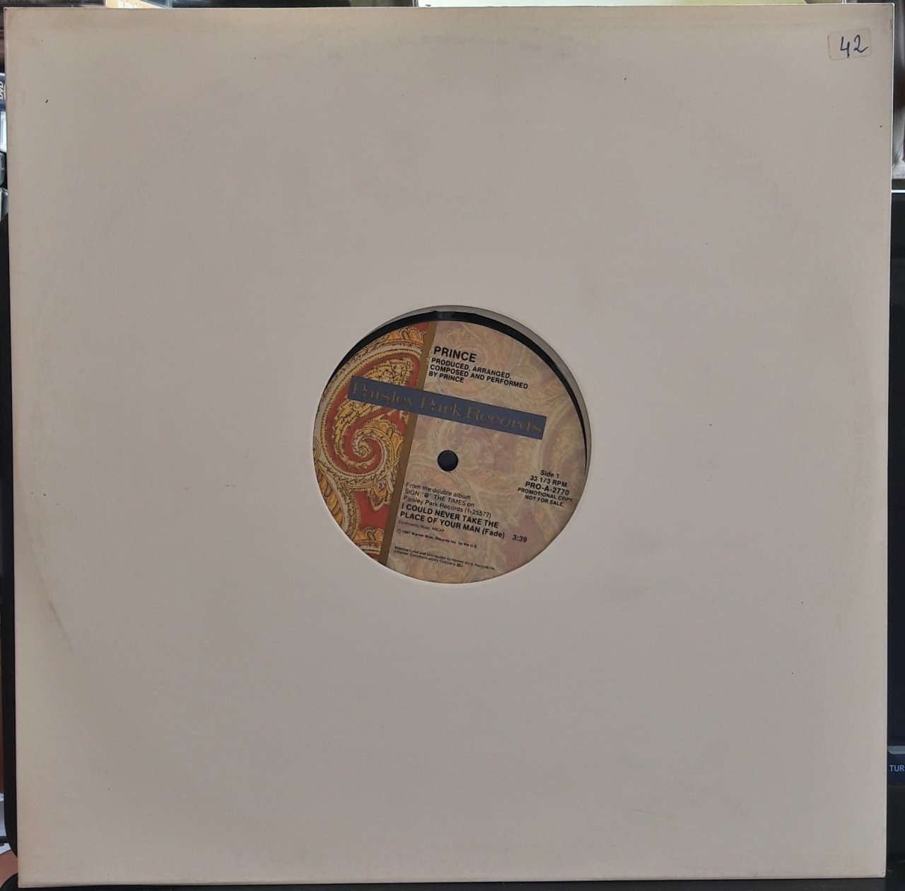 PRINCE - I COULD NEVER TAKE THE PLACE OF YOUR MAN (1987) - 12'' MAXI SINGLE PROMO PLAK 2.EL